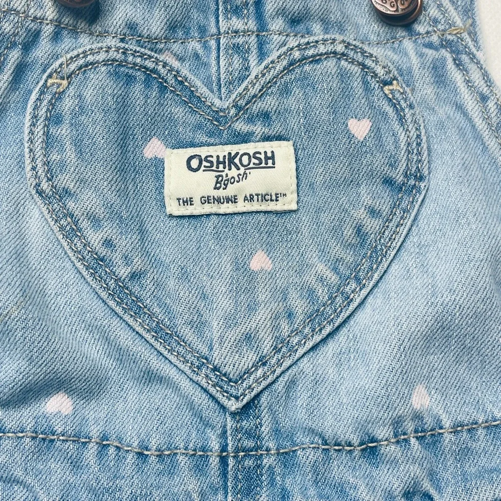 OshKosh Bgosh Baby Overalls Lot 2 Pairs Size 18M Blue Denim Heart Classic